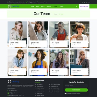 Laundry workers team responsive page