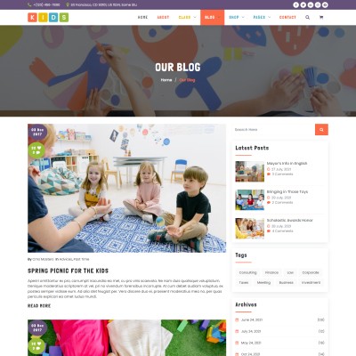 Child care blogs listing page responsive design