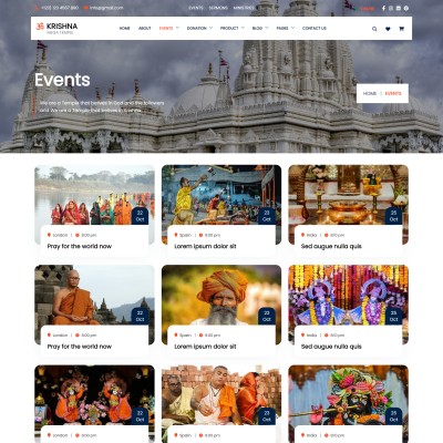 Shrine events list page design in bootstrap 5