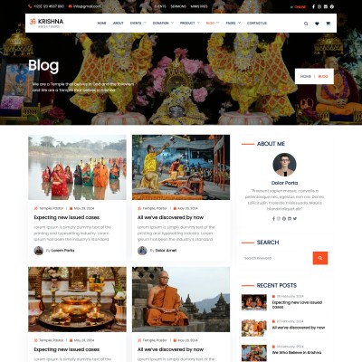 Temples news listing page responsive design