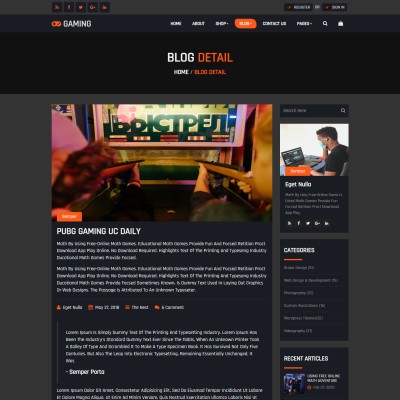 Gaming blog details page with user comments