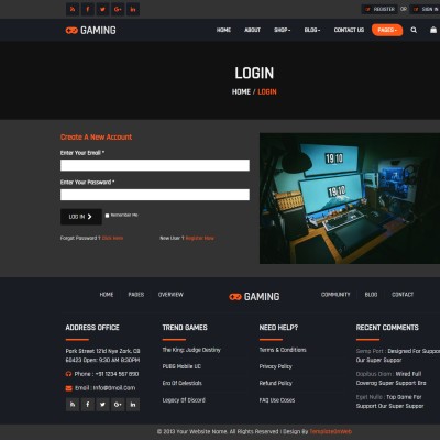 User login to make games reviews or comment on blog