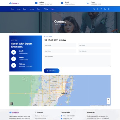 Software business contact us page template