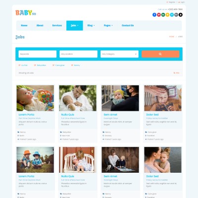 Dynamic job board displaying available babysitting opportunities