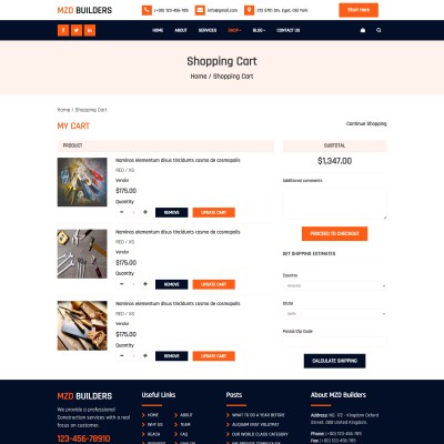 Developers and real estate products selling shopping cart page