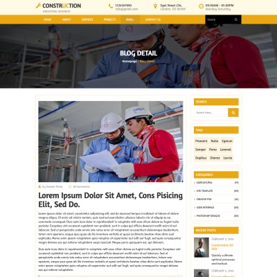 Construction industry news details with social sharing and post comment form