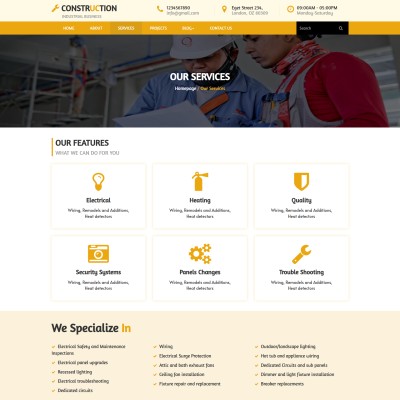 Services page to presentation of services like building construction, renovation