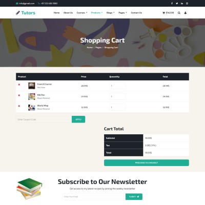 Tutors education material user-friendly shopping cart