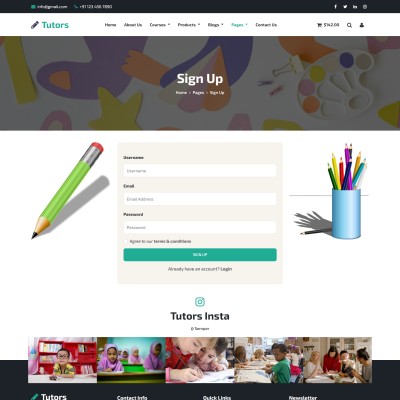 Students registration page preview