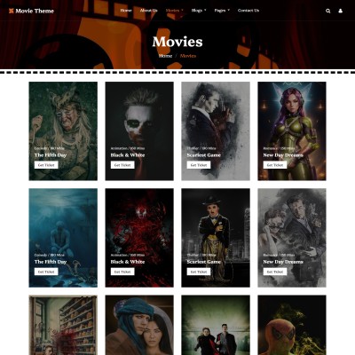 Movie listings page for now showing, coming soon, and trending movies