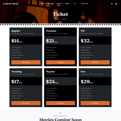 Ticket booking plans details and upcomming movies listing