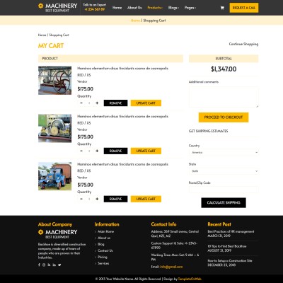 Shopping cart page allowing users to review and manage their selected items before checkout