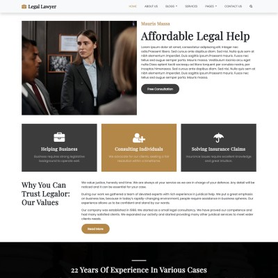 Lawyer website template home page designed in bootstrap5