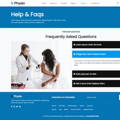 Faqs page for common patient queries about treatments, appointments, pricing, and recovery processes