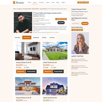 Estate brokerage firm agent details web html