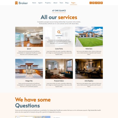 Real estate agent services page in bootstrap