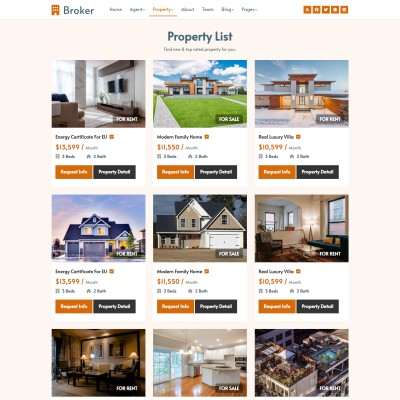 Real estate broker properties listing responsive page