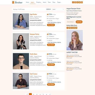 Real estate brokers listing page design