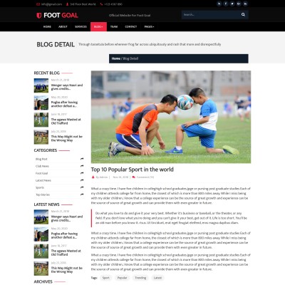 Football league blogs page bootstrap 5