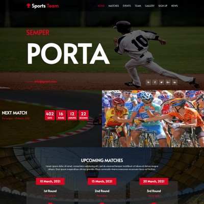 Sports team website template free html