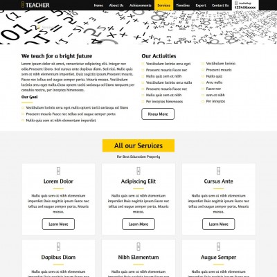 English teacher website template bootstrap services