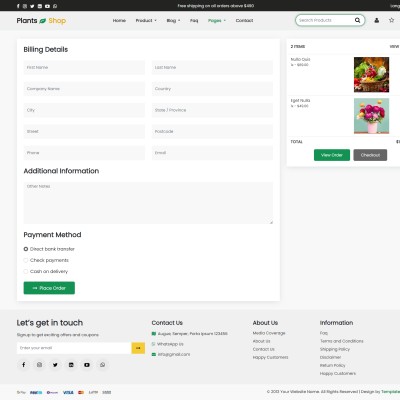 online plant stores cart checkout page