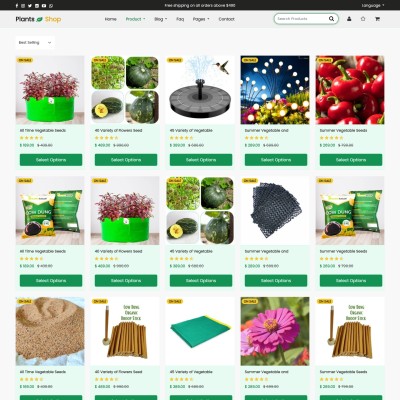 Online sell gardening accessories and tools web page