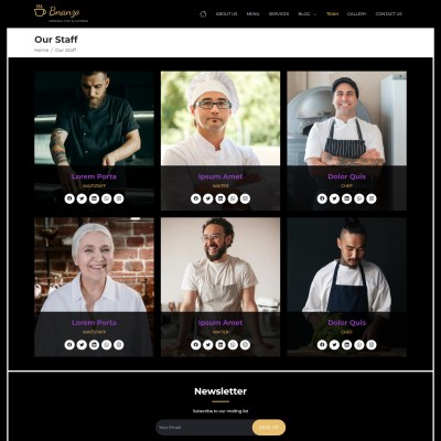 Personal chefs team with social media links