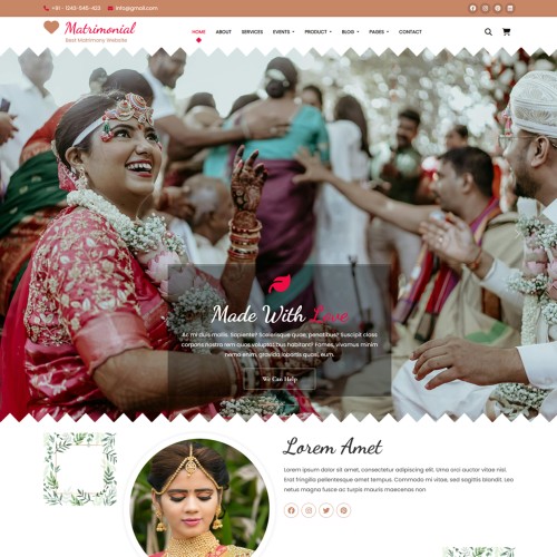 Matrimonial website template free download home page