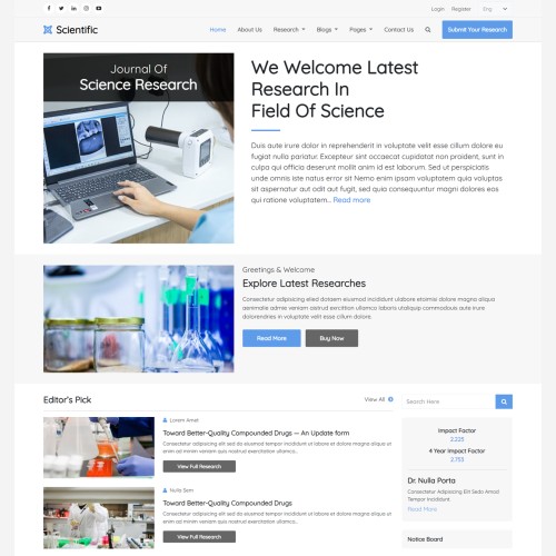 Clean and professional design with a modern scientific theme