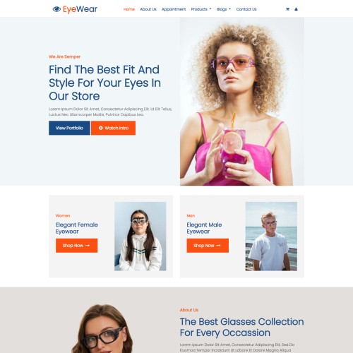 Homepage – Showcasing trending eyewear collections