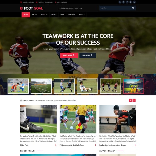 Football website template home page html