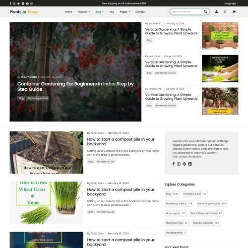 Gardening Shop Website Template Free - TemplateOnWeb