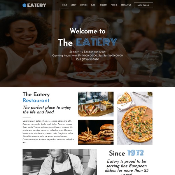 Fast food website template home page