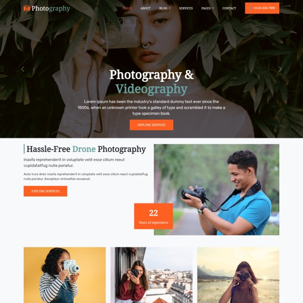 Photography website template home page