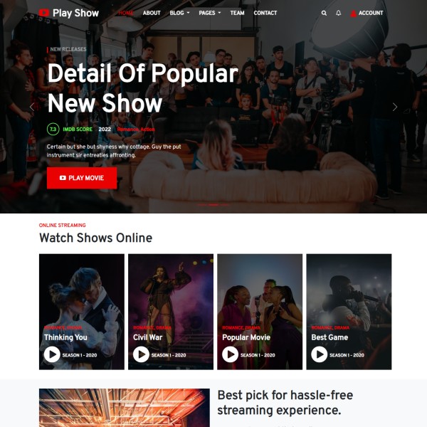 Movie trailer website template home