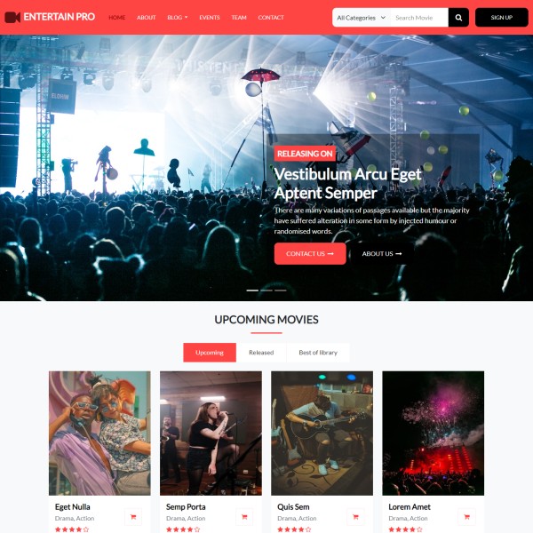 Film website template home