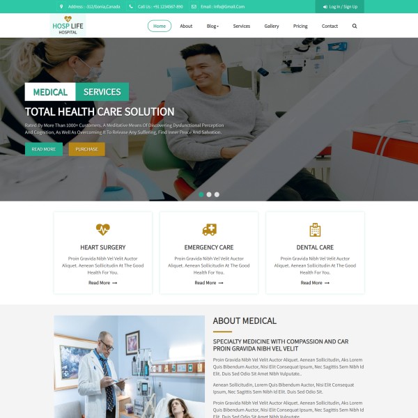 Health checkup website template html