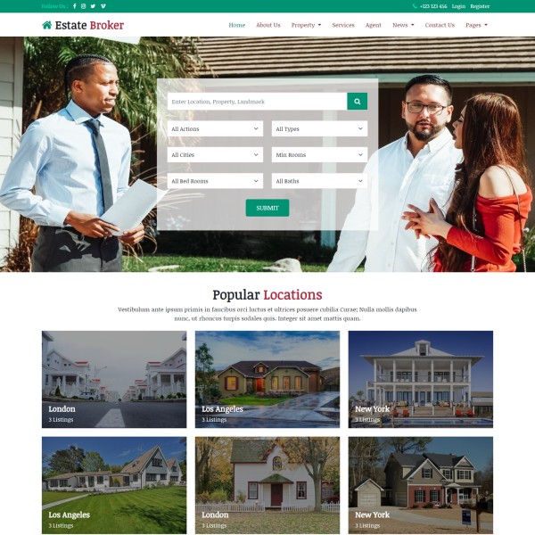 Realtor website template home page html