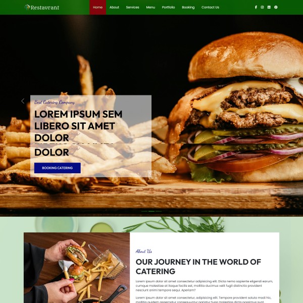 One page restaurant website template html in Bootstrap 5