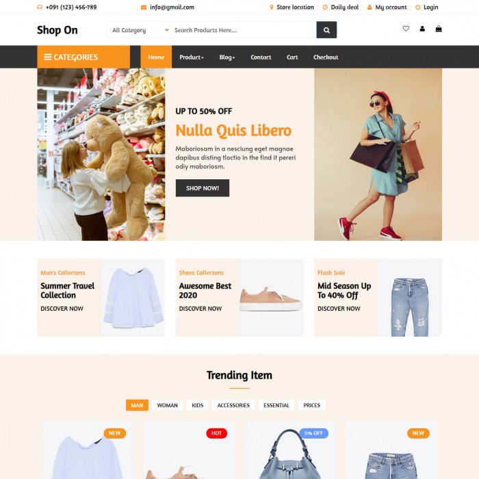 Website Template With Shopping Cart - TemplateOnWeb