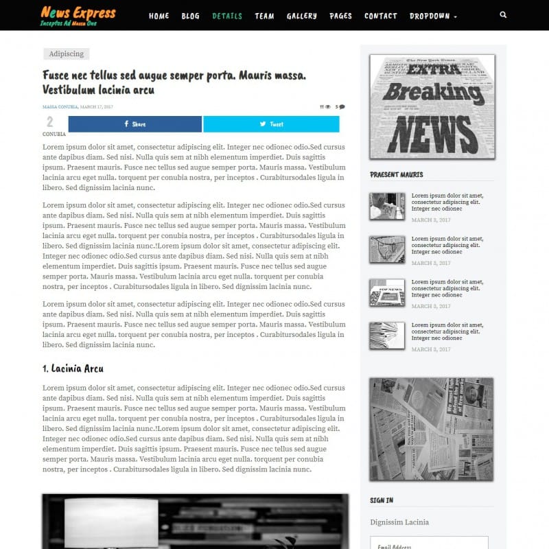 News Free Responsive Web Template Download