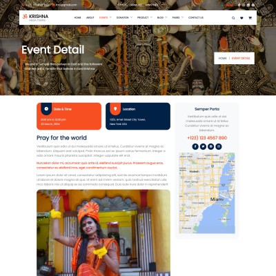 Devasthanam wordpress theme event details page